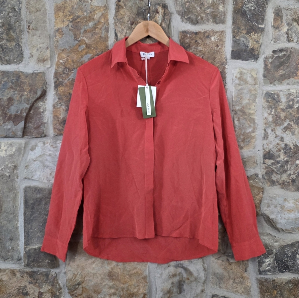 Lilysilk Mulberry Silk Coral Blouse Top Shirt